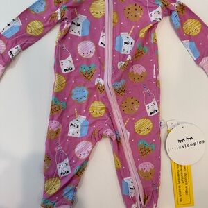 NWT Little Sleepies Pink Cookie Print Footie 3-6M